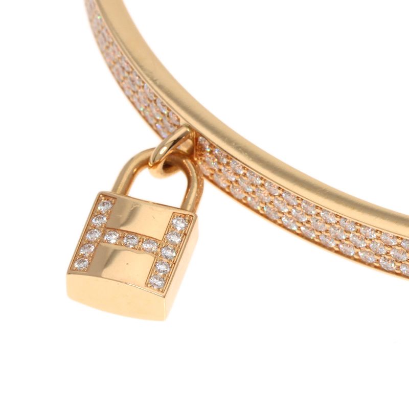 Hermes Kelly Clochette Pave Diamond Bracelet 18K Pink Gold