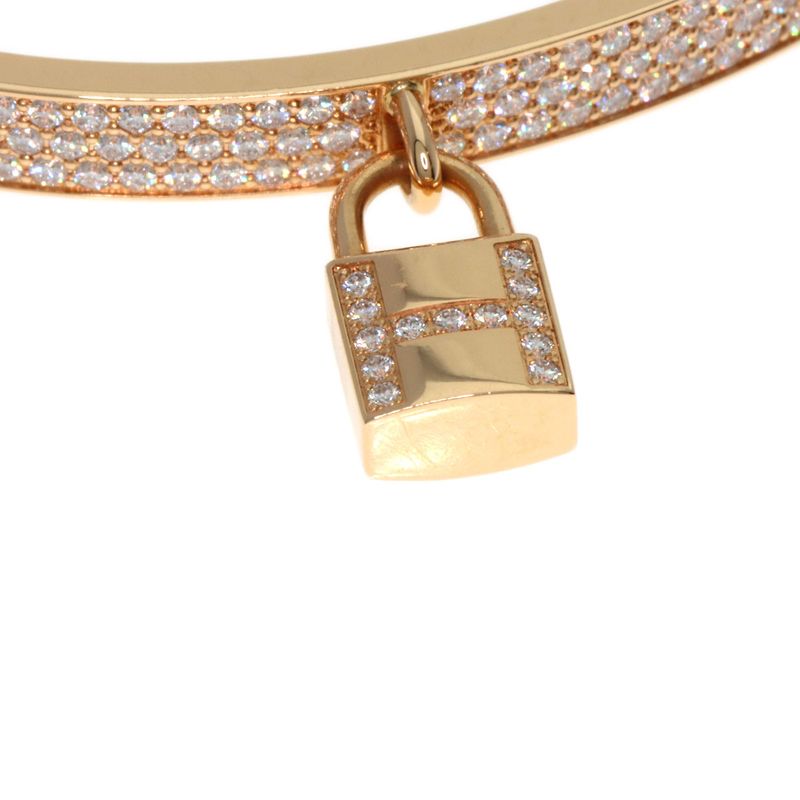 Hermes Kelly Clochette Pave Diamond Bracelet 18K Pink Gold