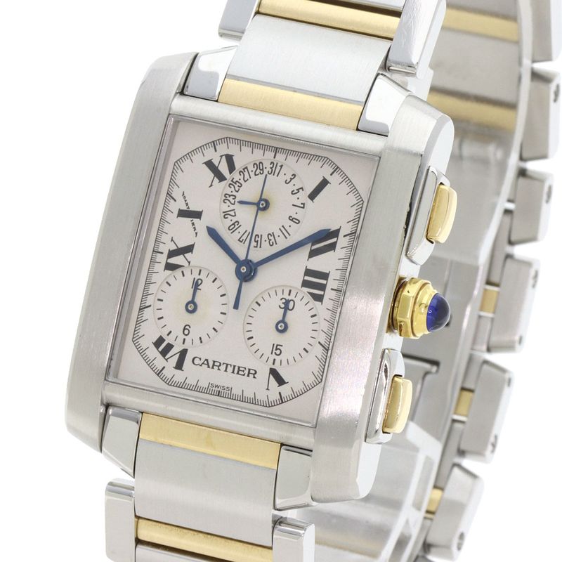 Cartier Tank Francaise Chrono Reflex Watch SS Yellow Gold