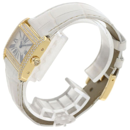 Cartier Mini Tank Divan Diamond Watch 18K Yellow Gold Leather