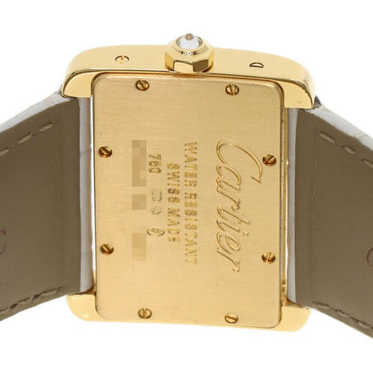 Cartier Mini Tank Divan Diamond Watch 18K Yellow Gold Leather