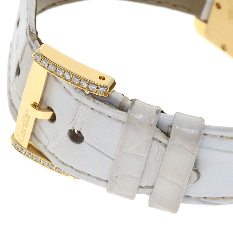 Cartier Mini Tank Divan Diamond Watch 18K Yellow Gold Leather