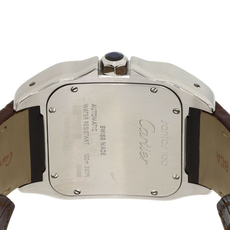 Cartier Santos 100 LM Watch SS Leather 18K Yellow Gold