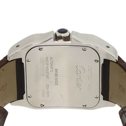 Cartier Santos 100 LM Watch SS Leather 18K Yellow Gold