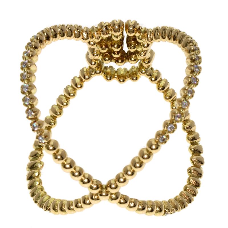 Gucci GG Running Diamond Ring 18K Yellow Gold
