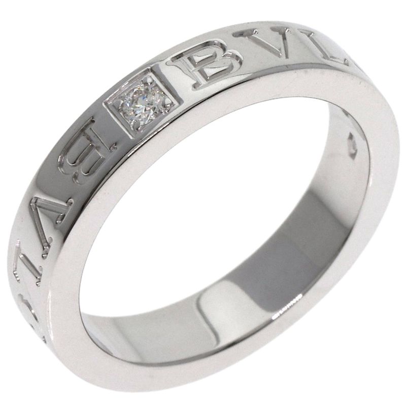 Bvlgari Double Logo Diamond Ring 18K White Gold