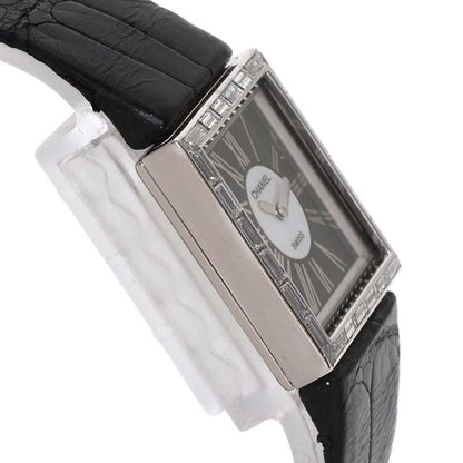 Chanel Mademoiselle Diamond Bezel Watch 18K White Gold Leather