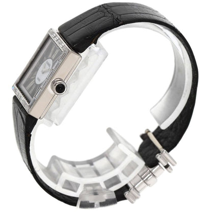 Chanel Mademoiselle Diamond Bezel Watch 18K White Gold Leather