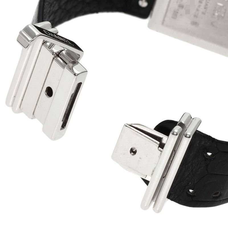 Chanel Mademoiselle Diamond Bezel Watch 18K White Gold Leather