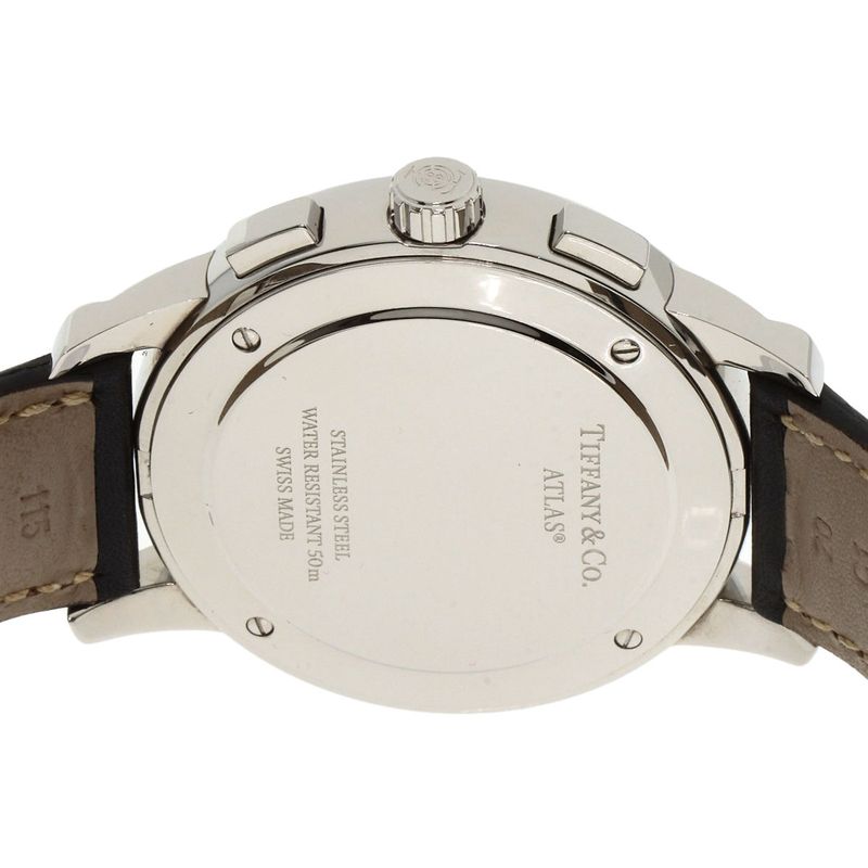 Tiffany & Co. Atlas Dome Chronograph Watch SS Leather