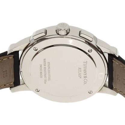 Tiffany & Co. Atlas Dome Chronograph Watch SS Leather