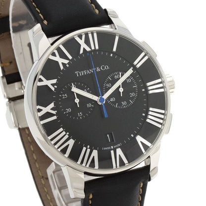 Tiffany & Co. Atlas Dome Chronograph Watch SS Leather