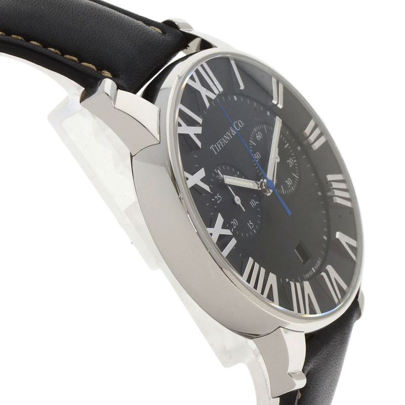 Tiffany & Co. Atlas Dome Chronograph Watch SS Leather