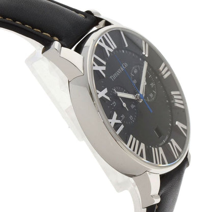 Tiffany & Co. Atlas Dome Chronograph Watch SS Leather