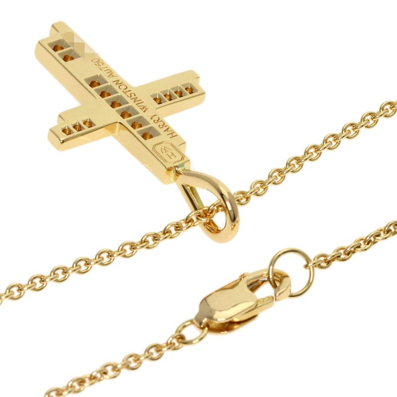 Harry Winston Traffic Cross Diamond Necklace 18K Yellow Gold