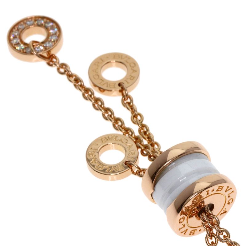 Bvlgari Element Diamond White Ceramic Necklace 18K Pink Gold