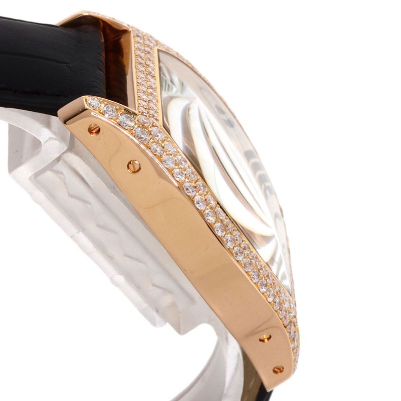 Cartier Tortu LM Diamond Watch 18K Pink Gold Leather