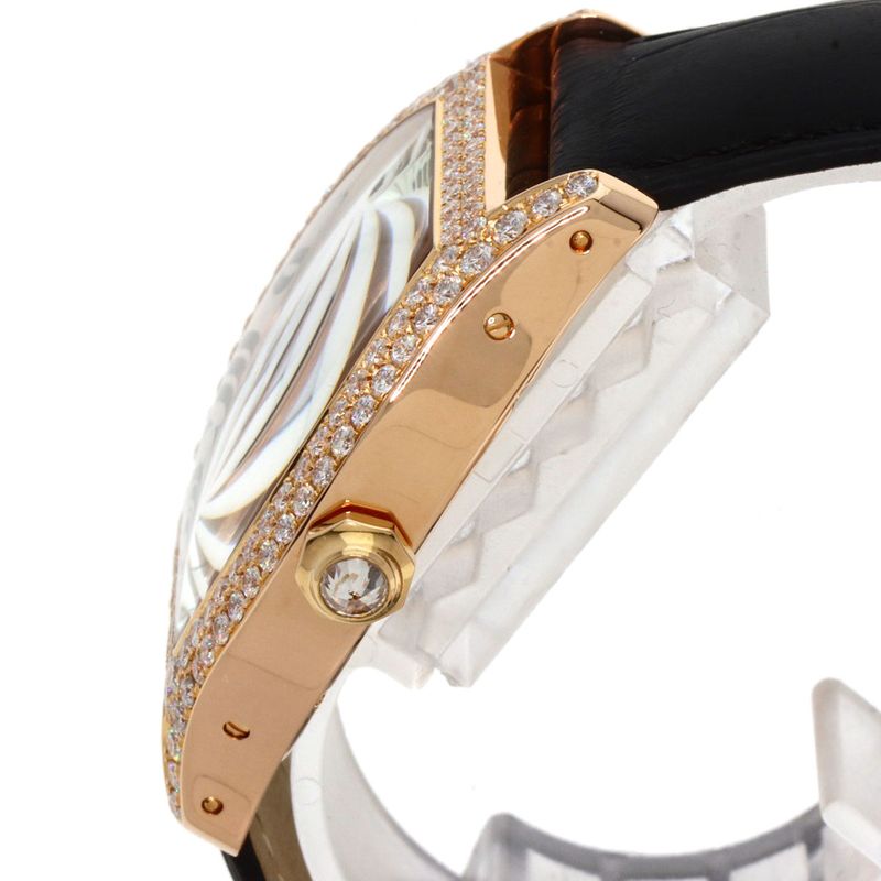 Cartier Tortu LM Diamond Watch 18K Pink Gold Leather