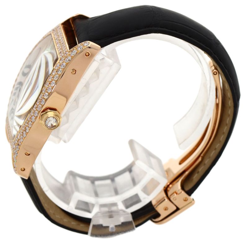 Cartier Tortu LM Diamond Watch 18K Pink Gold Leather
