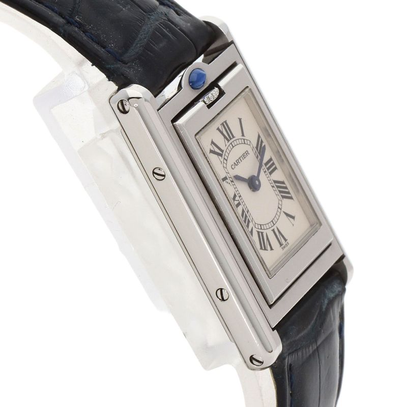 Cartier Tank Basculant SM Watch SS Leather