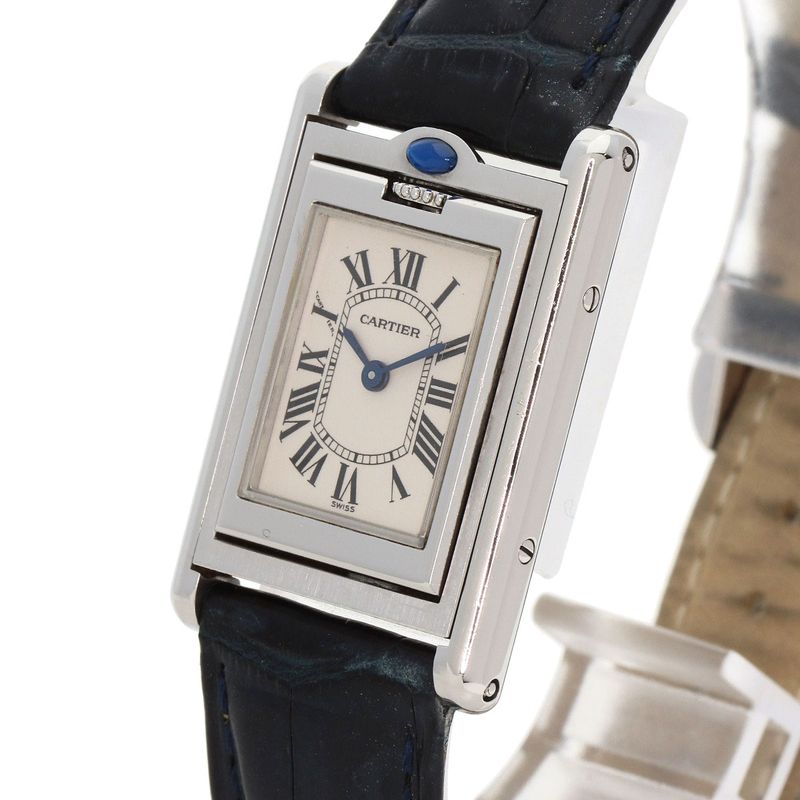 Cartier Tank Basculant SM Watch SS Leather