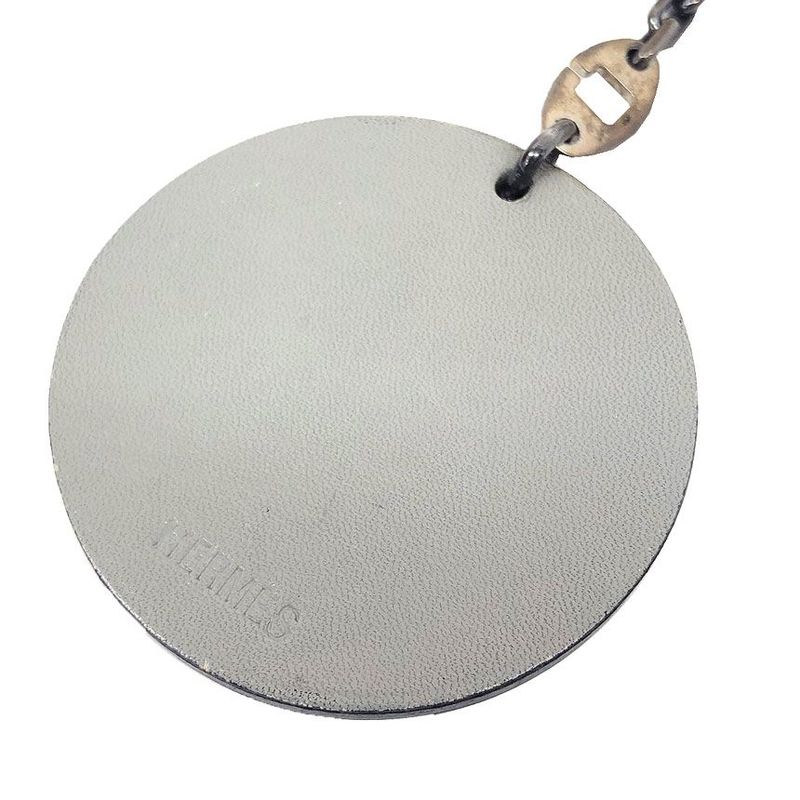 Hermes Rabbit Charm Key Holder Key Chain Leather Gray Animal