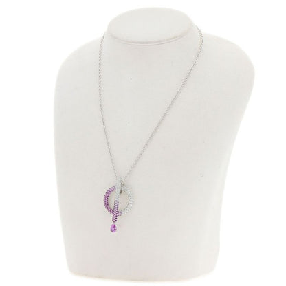Chanel Pink Saffiano Diamond Necklace 18K White Gold