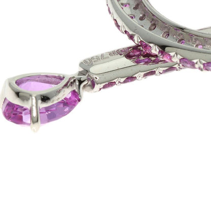 Chanel Pink Saffiano Diamond Necklace 18K White Gold