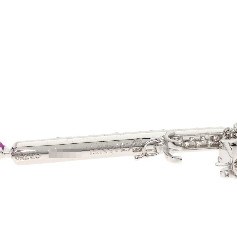Chanel Pink Saffiano Diamond Necklace 18K White Gold