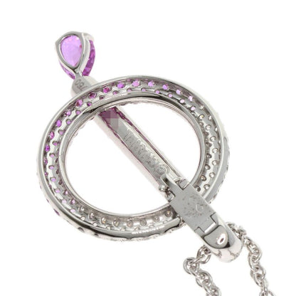 Chanel Pink Saffiano Diamond Necklace 18K White Gold
