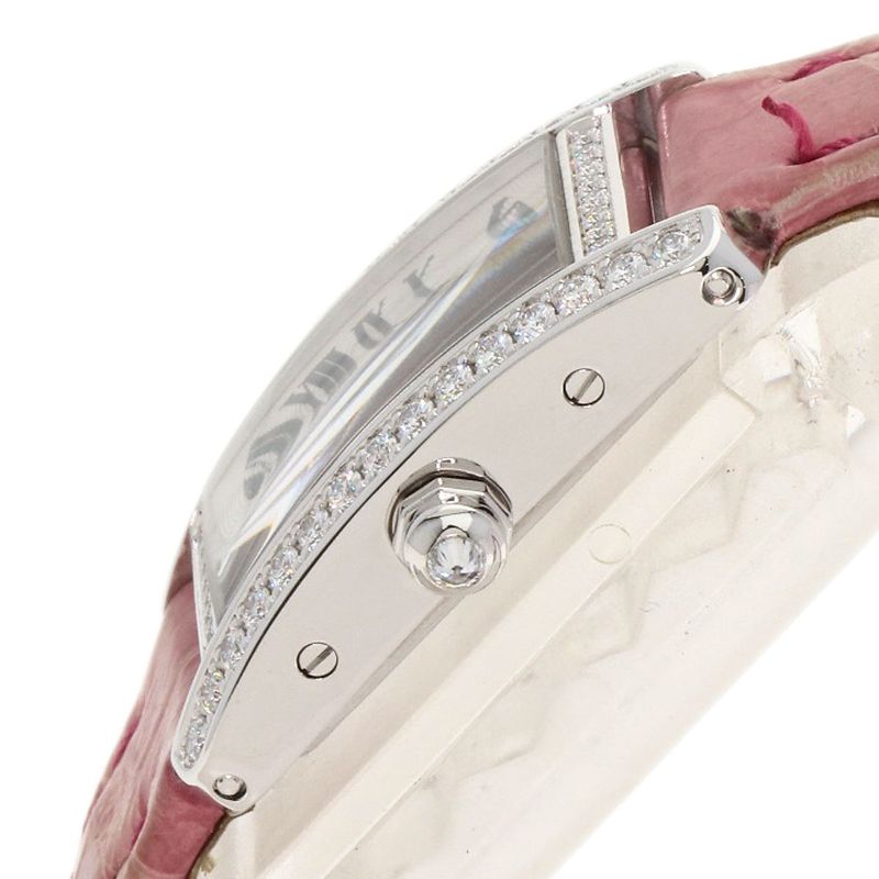 Cartier Tank American Mini Diamond Watch 18K White Gold Leather