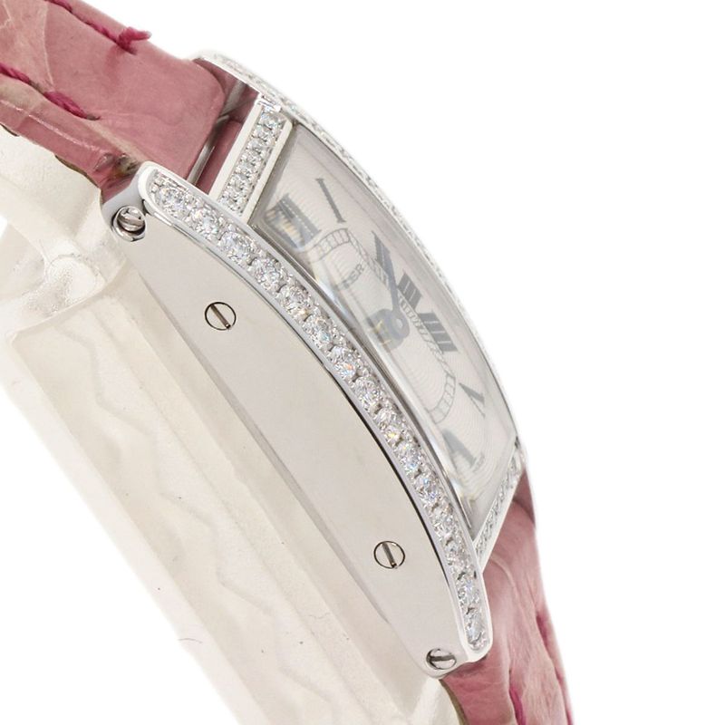 Cartier Tank American Mini Diamond Watch 18K White Gold Leather