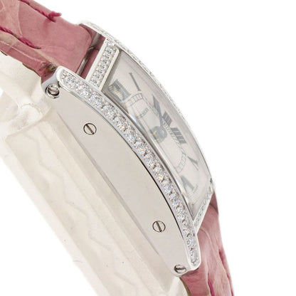 Cartier Tank American Mini Diamond Watch 18K White Gold Leather