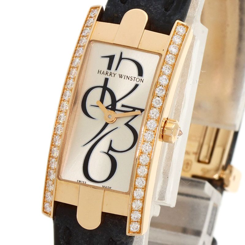 Harry Winston Avenue C Mini Bezel Diamond Watch 18K Pink Gold