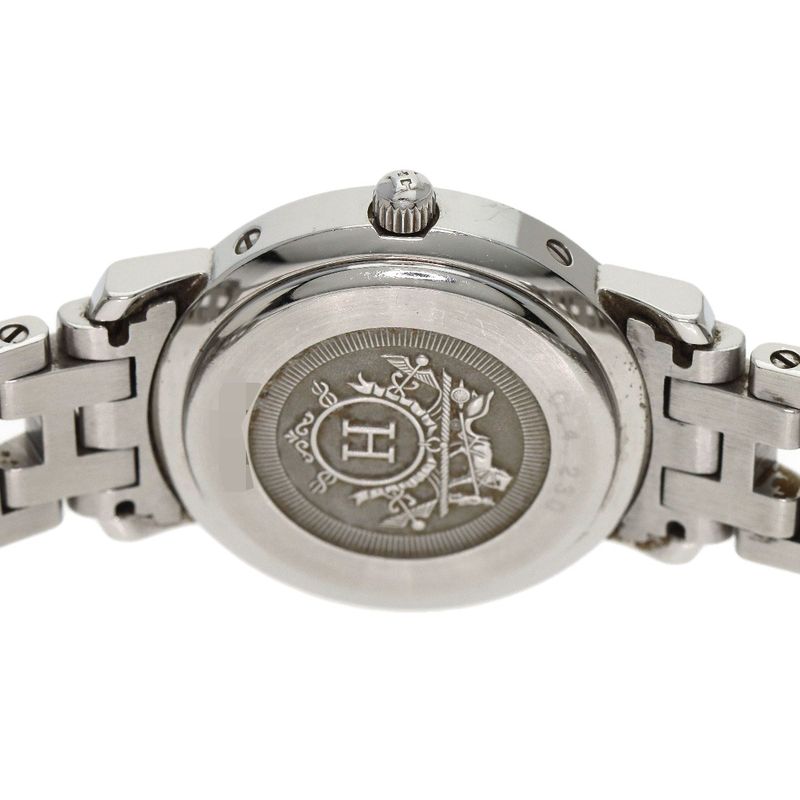 Hermes Clipper Cles Diamond Bezel Watch SS