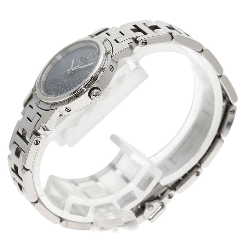 Hermes Clipper Cles Diamond Bezel Watch SS