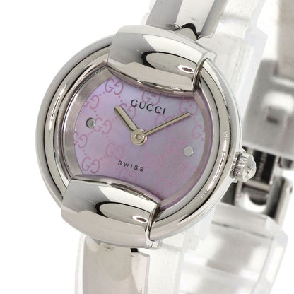Gucci Round Face GG Pink Shell Bangle Watch SS