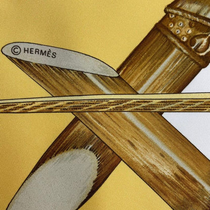 Hermes Carre 90 Jardin Creole Cles Or's Paradise Silk Scarf Yellow