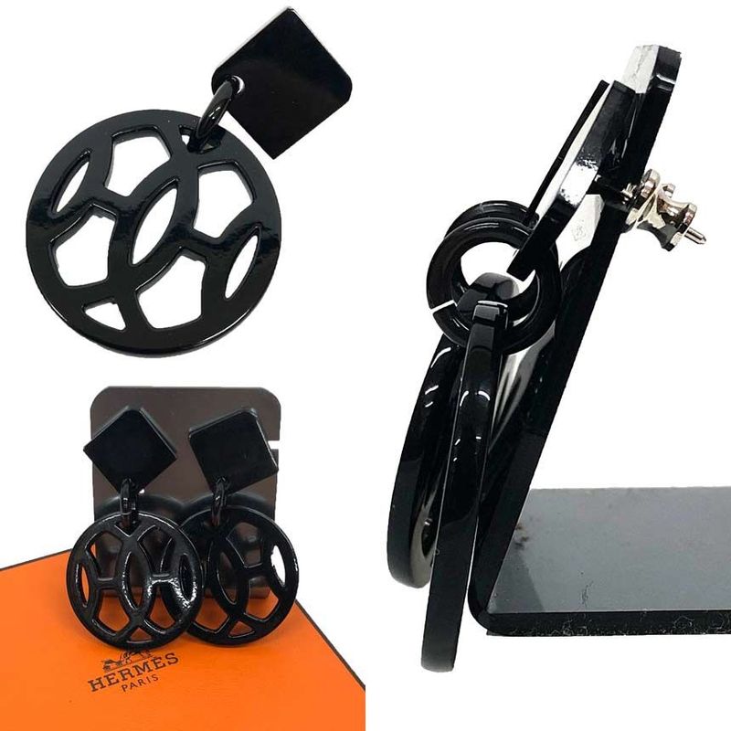 Hermes Hava Earrings Black Buffalo Horn
