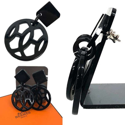 Hermes Hava Earrings Black Buffalo Horn