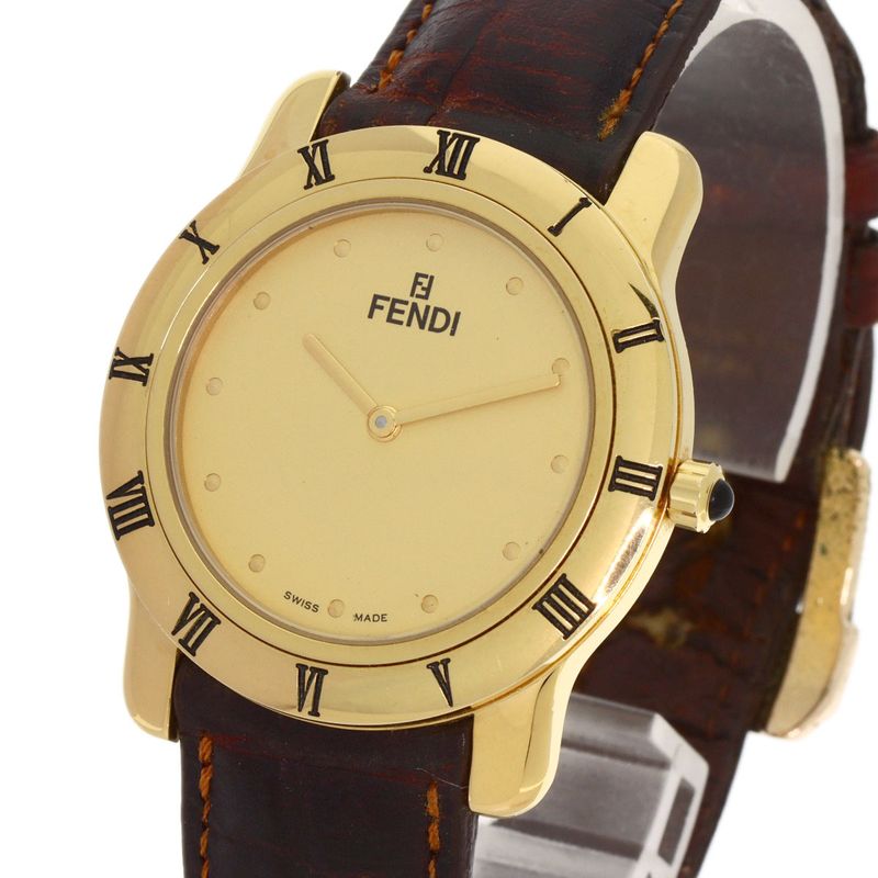 Fendi Round Face Watch Leather