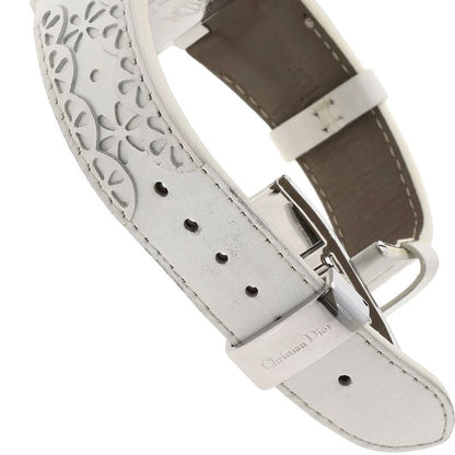 Dior Christian Riva Diamond Bezel Watch SS Leather
