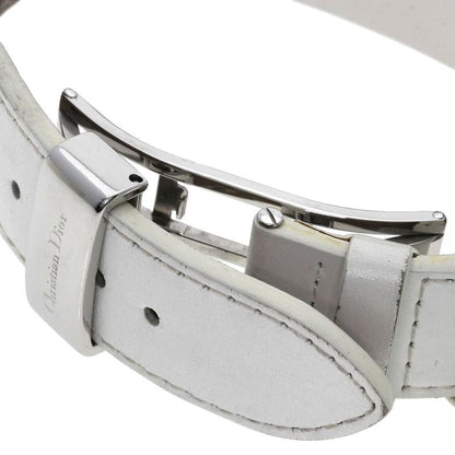Dior Christian Riva Diamond Bezel Watch SS Leather