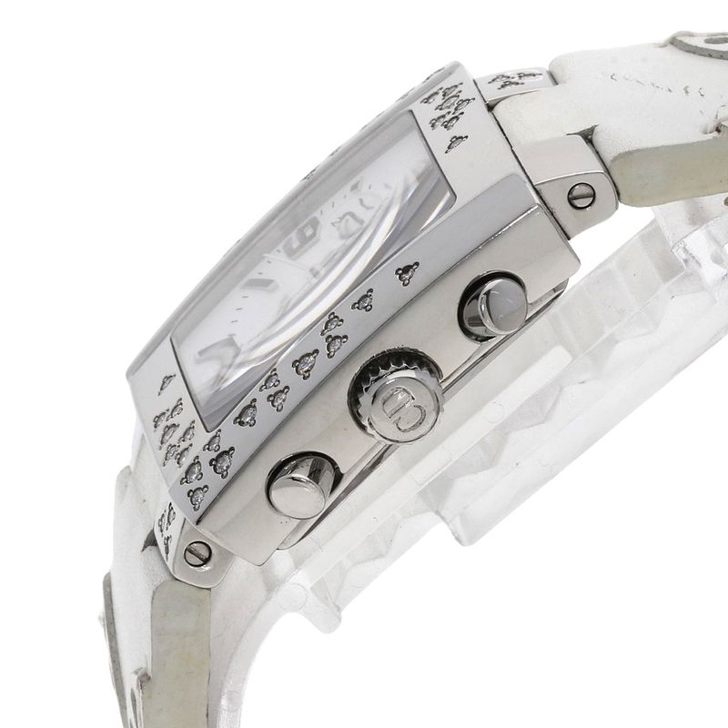 Dior Christian Riva Diamond Bezel Watch SS Leather