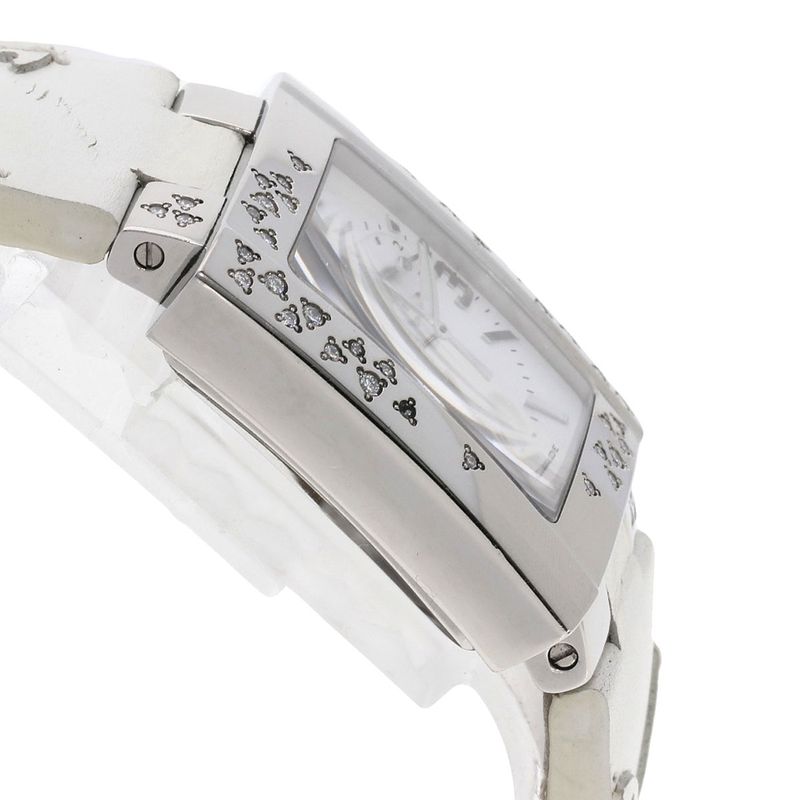 Dior Christian Riva Diamond Bezel Watch SS Leather