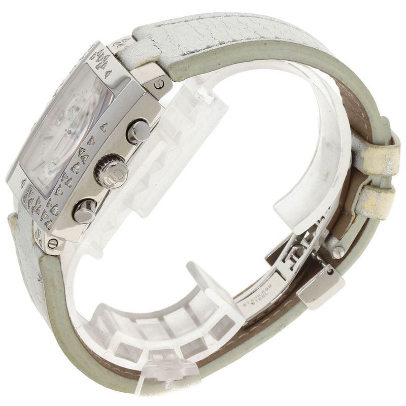 Dior Christian Riva Spark Ring Chronograph Watch SS Leather