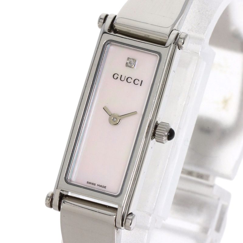 Gucci Square Face Bangle Diamond Watch SS