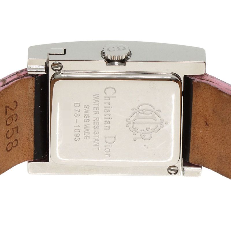 Dior Christian Maris Pink Saffiano Watch SS Enamel