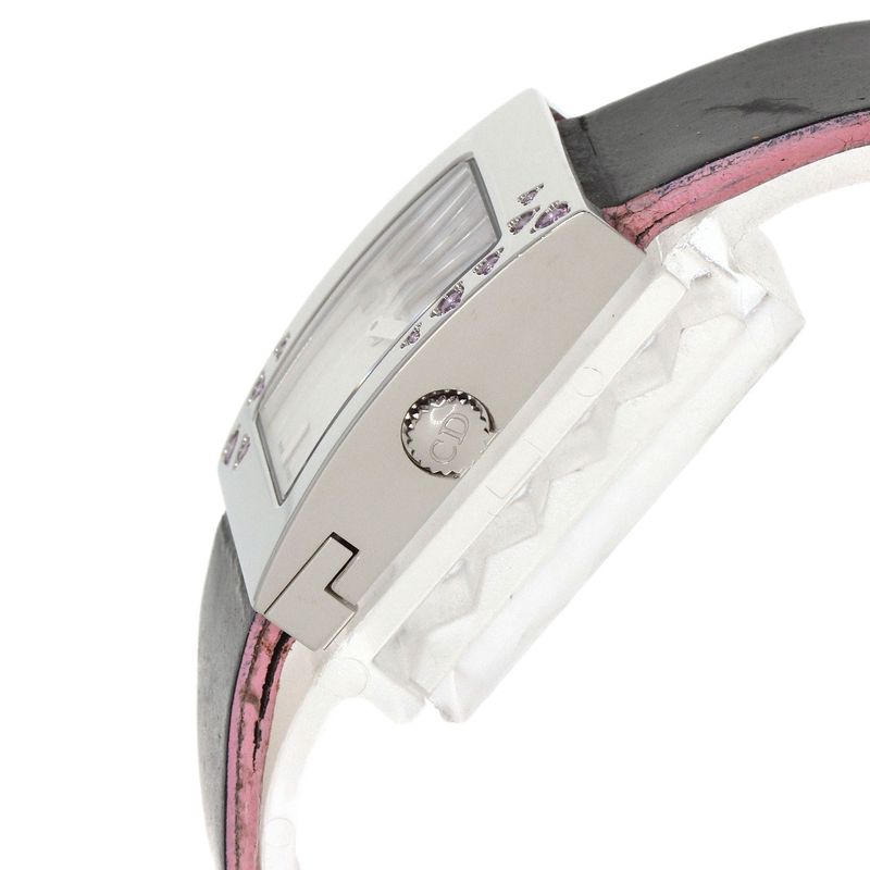 Dior Christian Maris Pink Saffiano Watch SS Enamel