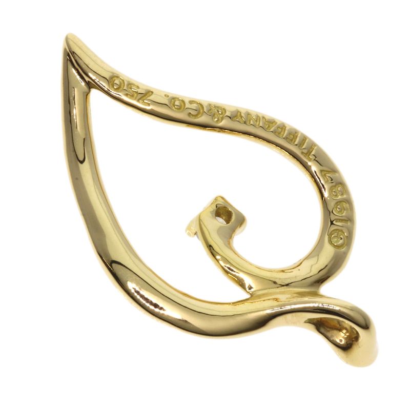 Tiffany & Co. Leaf Motif Diamond Pendant Top 18K Yellow Gold